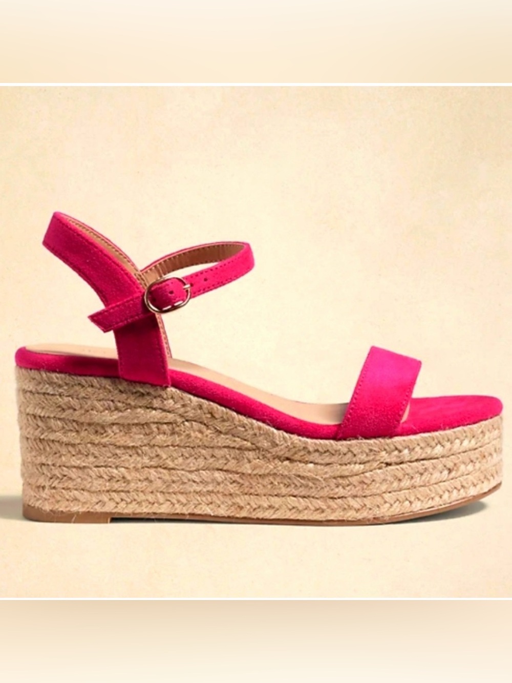 Banana Republic Wedge Sandal Espadrille style Fuchsia /Maui Rose new size 10